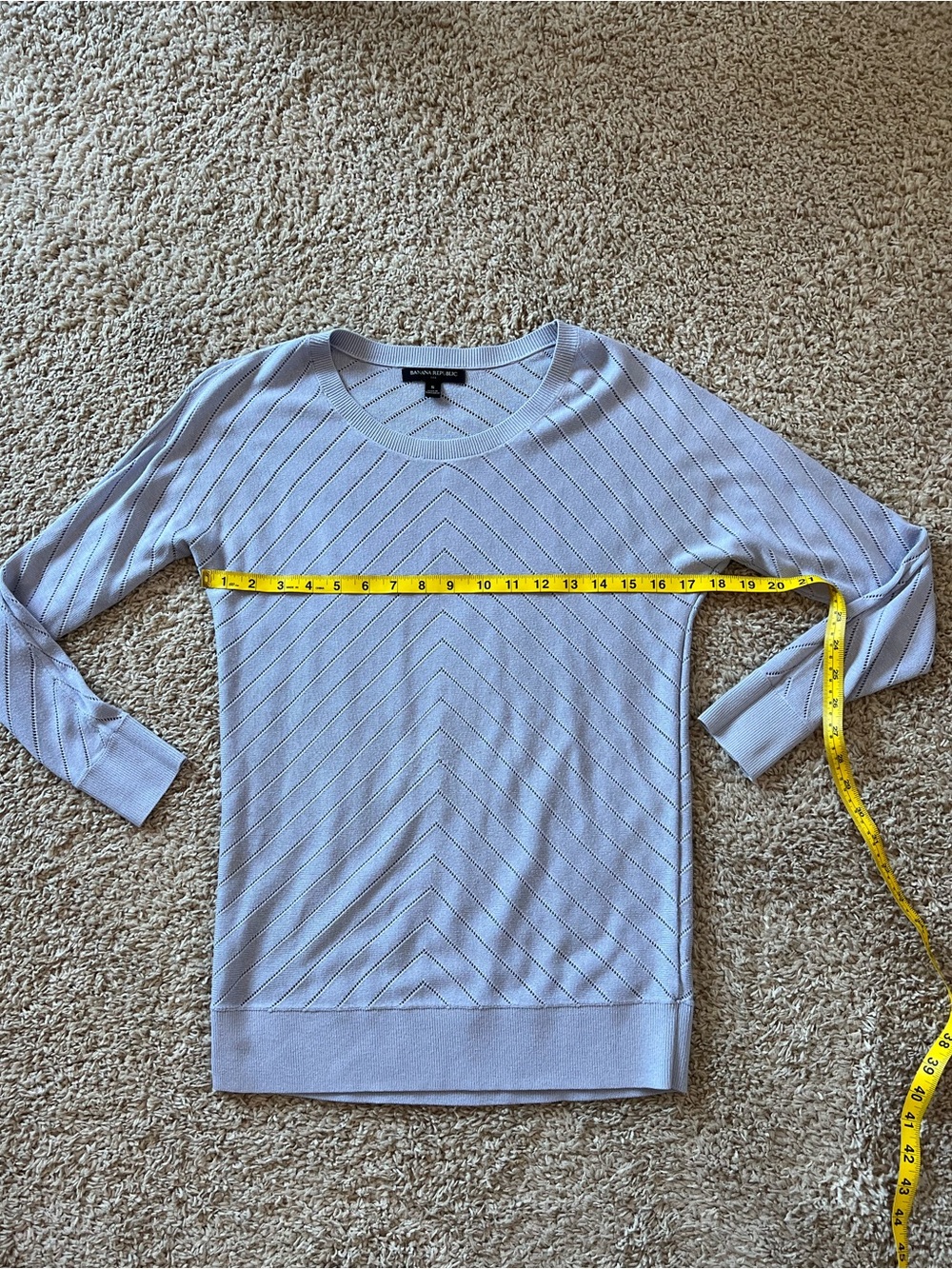 Banana Republic Light Blue Chevron Eyelet Crewneck Sweater